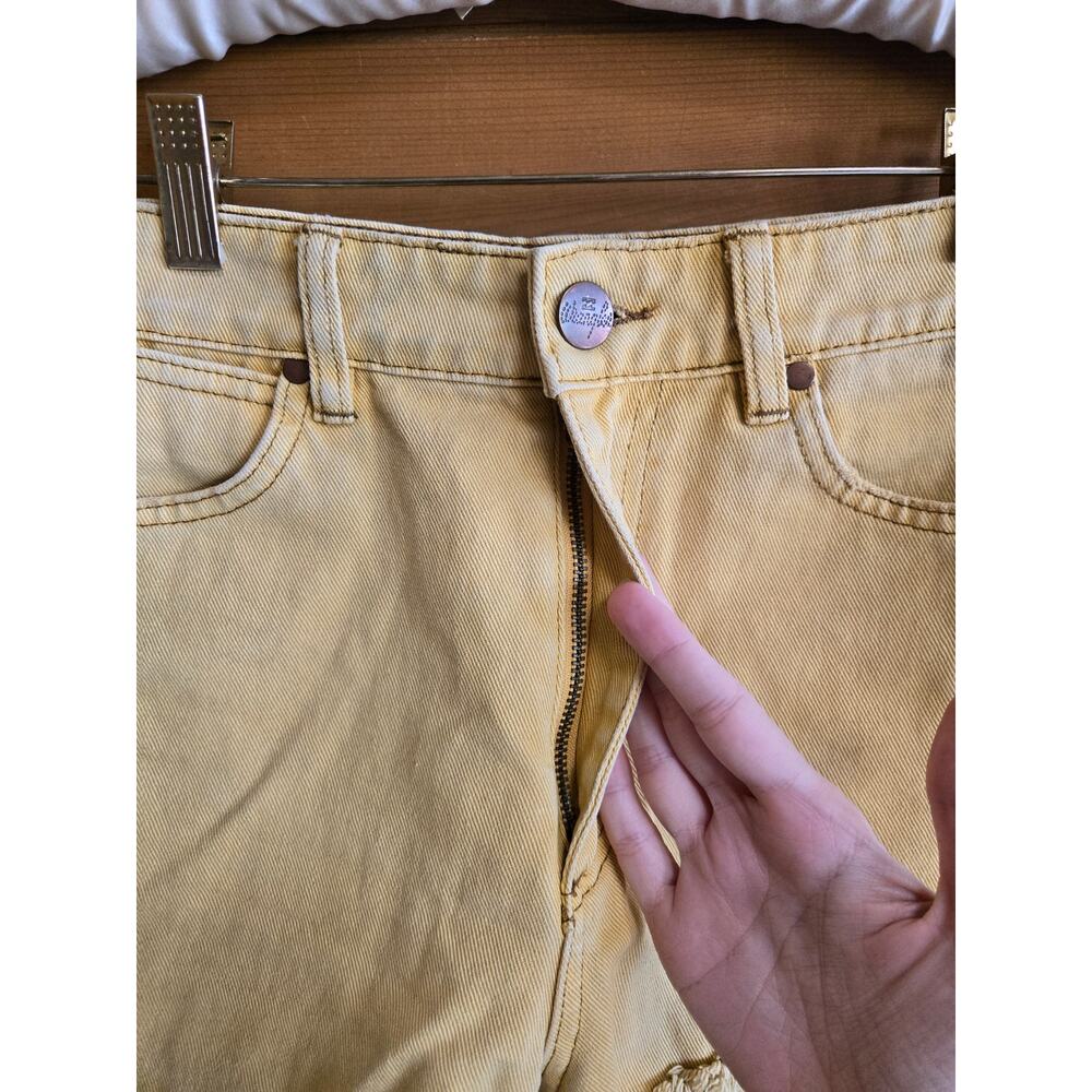 Wrangler Jean Short Billabong Yellow High Waisted Cowgirl Shorts Raw Hem 25 Y2K - Picture 5 of 8